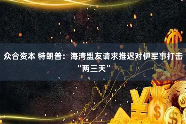 众合资本 特朗普:海湾盟友请求推迟对伊军事打击“两三天”